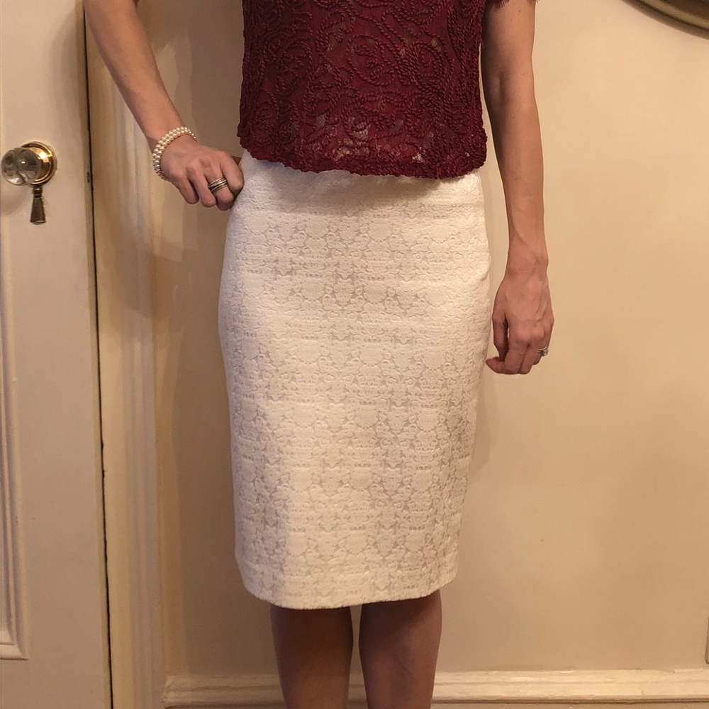 Reiss white patterned skirt